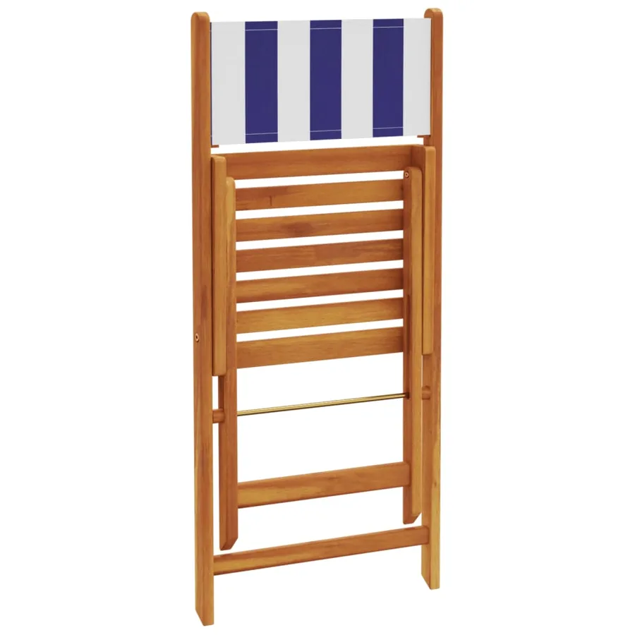 Ensemble de bistro 3 pcs bleu et blanc tissu et bois massif - 7