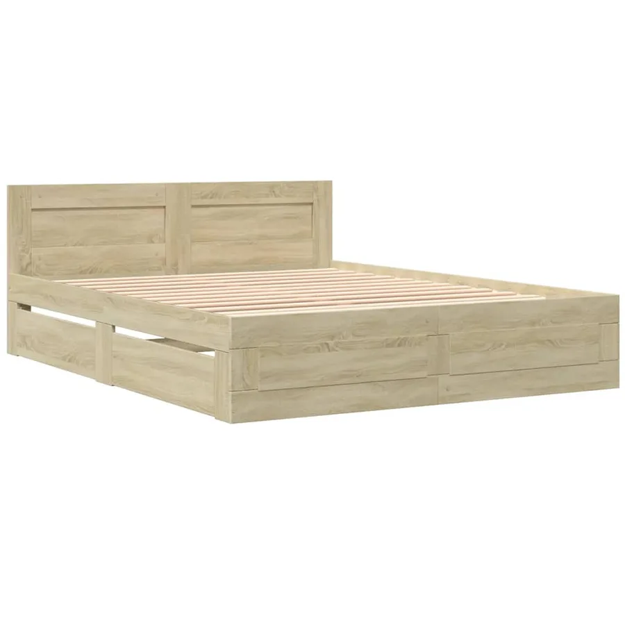 Cadre de lit tête de lit sans matelas chêne sonoma 150x200 cm - 3