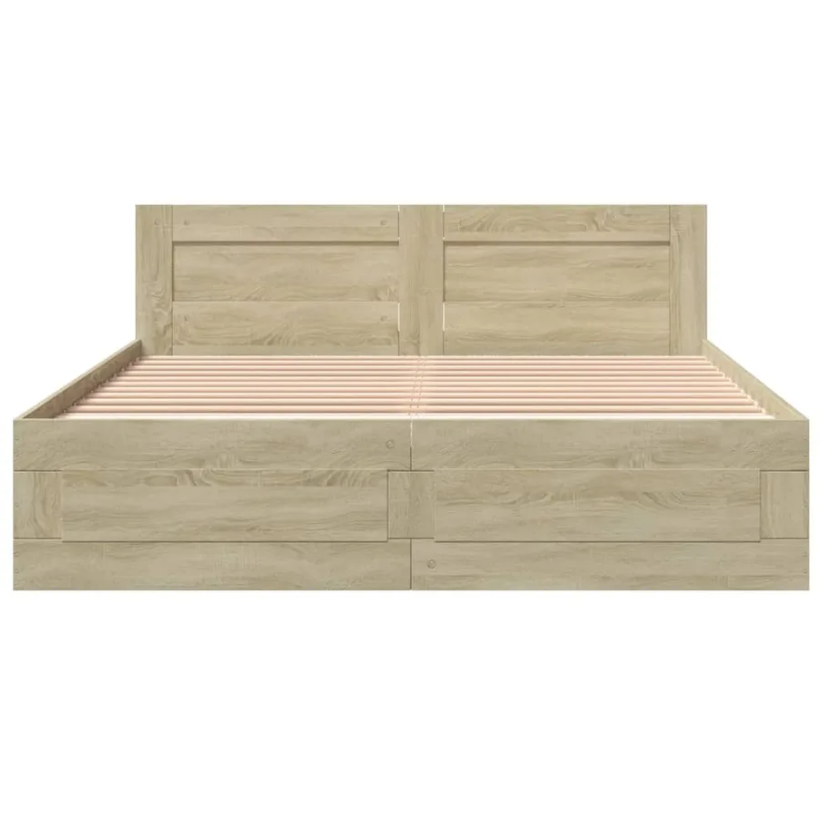 Cadre de lit tête de lit sans matelas chêne sonoma 150x200 cm - 5