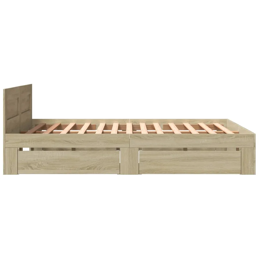 Cadre de lit tête de lit sans matelas chêne sonoma 150x200 cm - 6