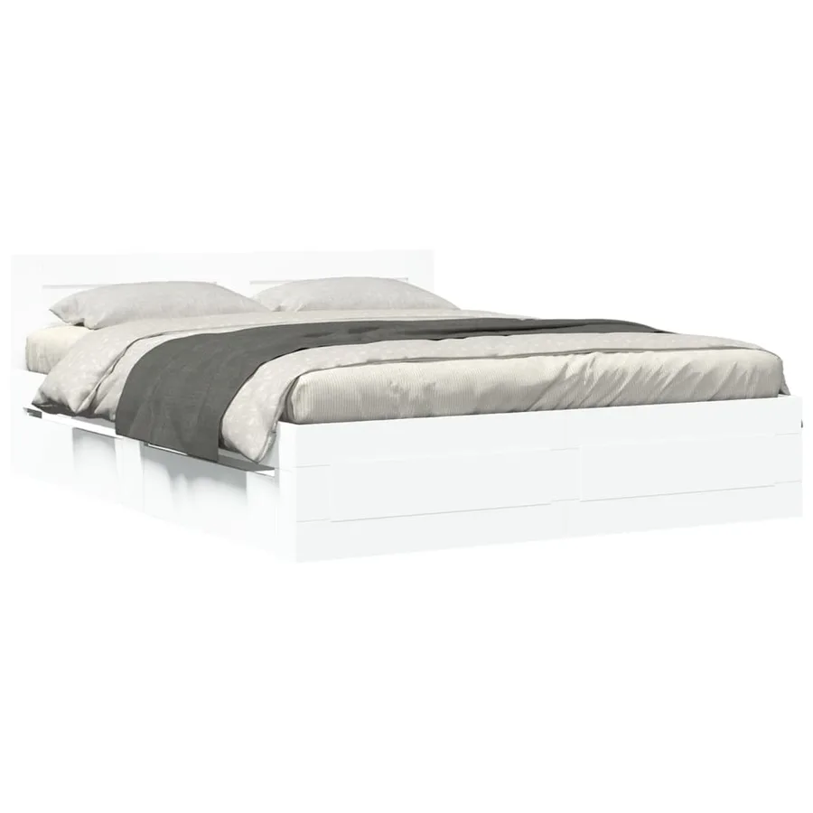 Cadre de lit avec tête de lit sans matelas blanc 150x200 cm - 2
