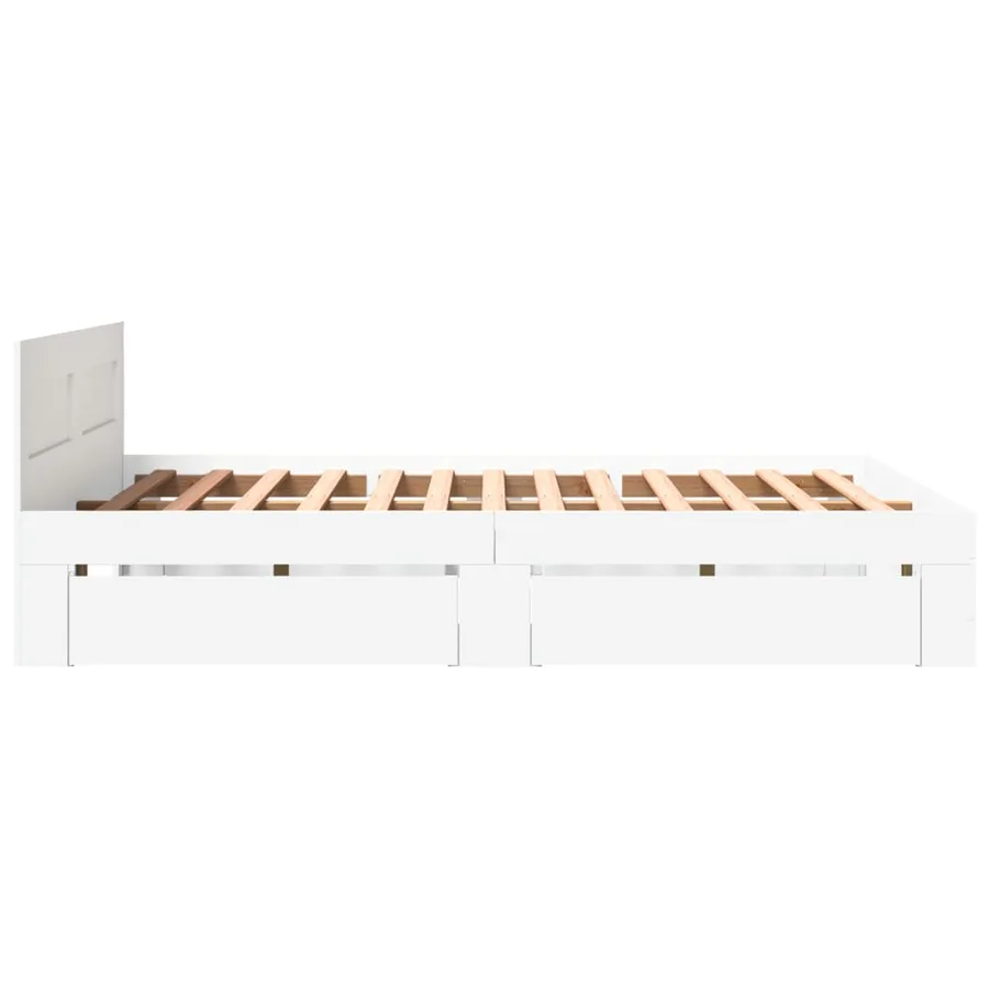 Cadre de lit avec tête de lit sans matelas blanc 150x200 cm - 6