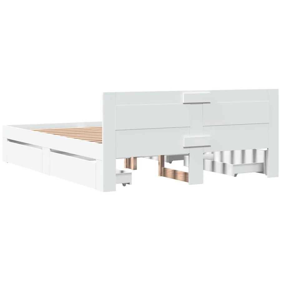 Cadre de lit avec tête de lit sans matelas blanc 150x200 cm - 7
