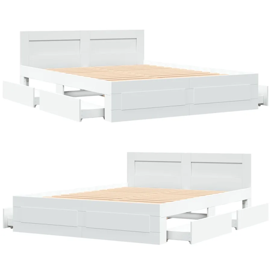 Cadre de lit avec tête de lit sans matelas blanc 150x200 cm - 8