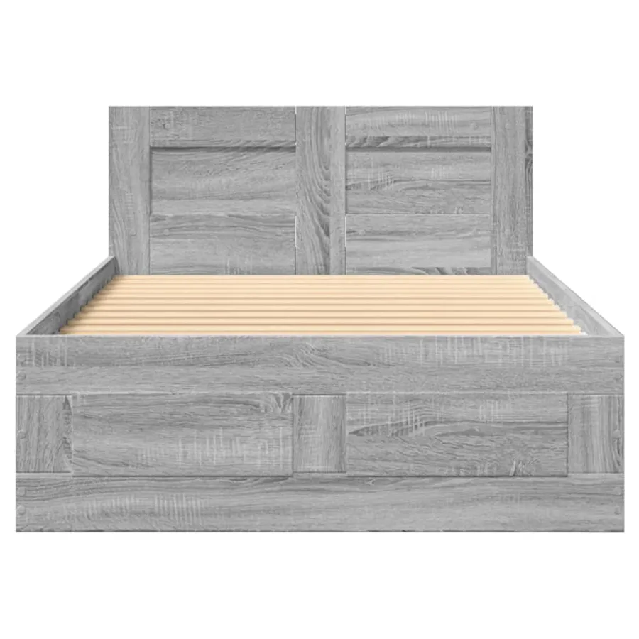 Cadre de lit et tête de lit sans matelas sonoma gris 90x200 cm - 5