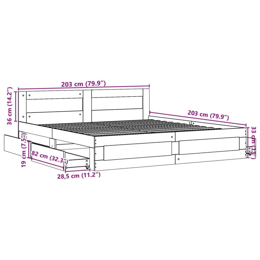 Cadre de lit avec tête de lit sans matelas blanc 200x200 cm - 11