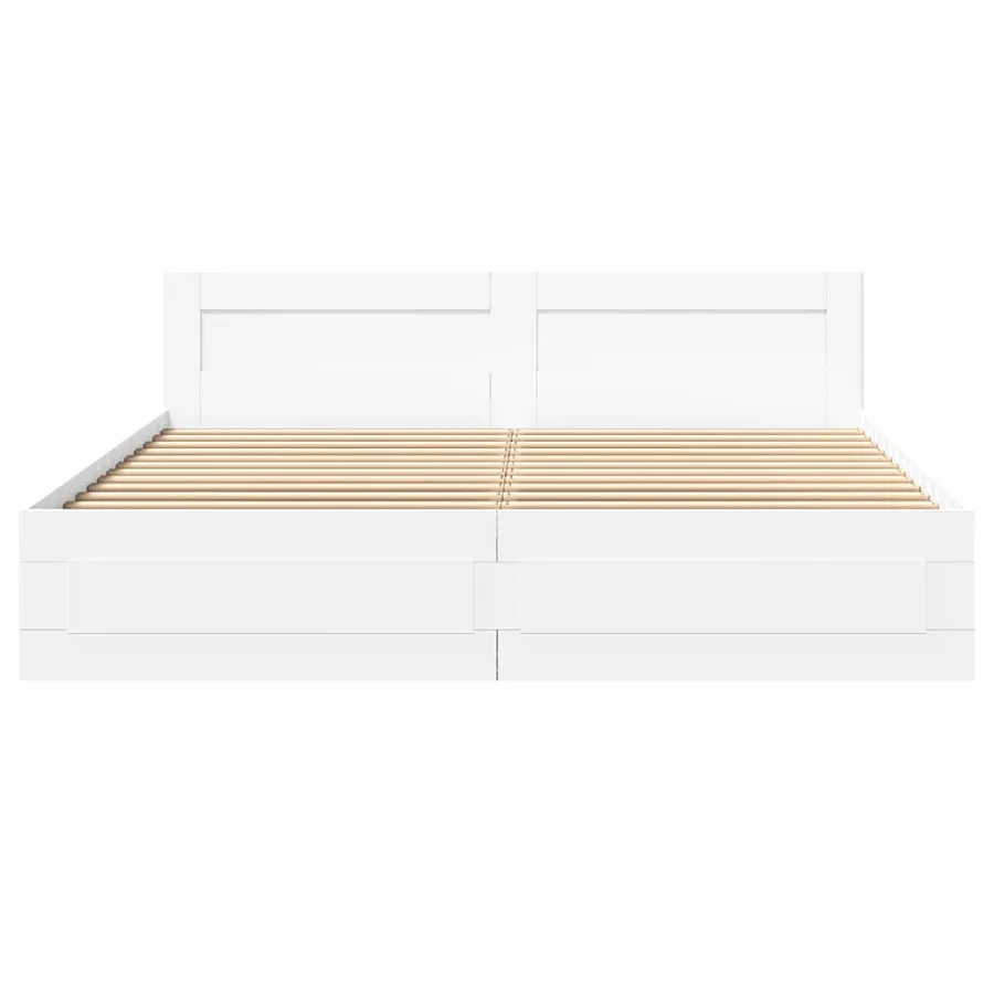 Cadre de lit avec tête de lit sans matelas blanc 200x200 cm - 5