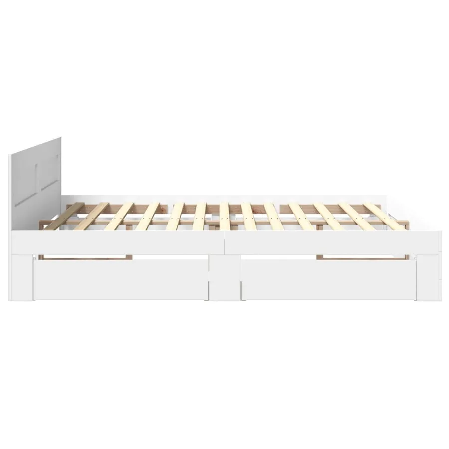 Cadre de lit avec tête de lit sans matelas blanc 200x200 cm - 6