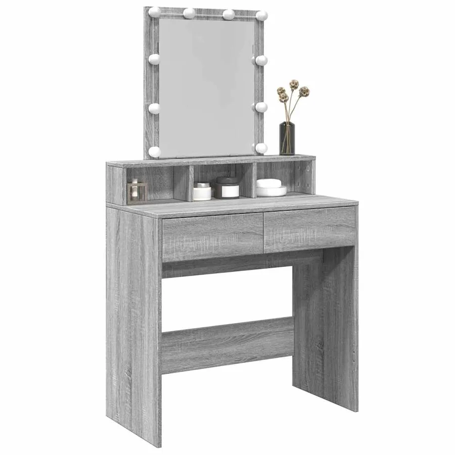 Coiffeuse avec LED sonoma gris 80x41x144,5 cm - 4