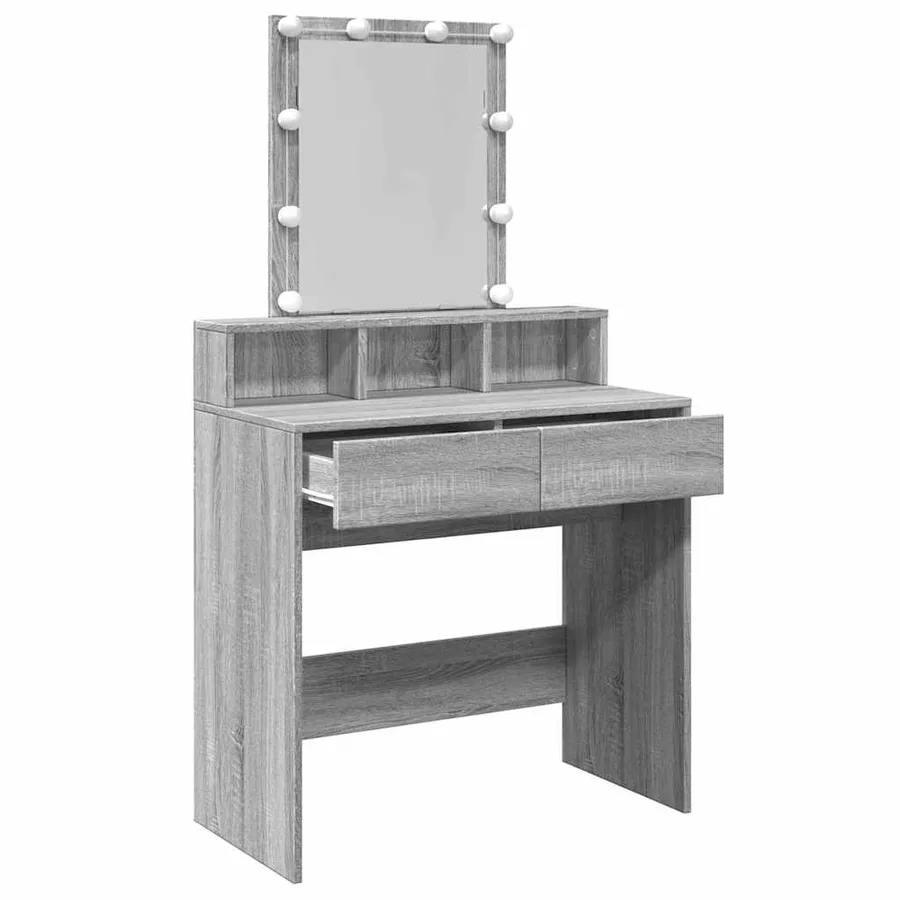 Coiffeuse avec LED sonoma gris 80x41x144,5 cm - 9