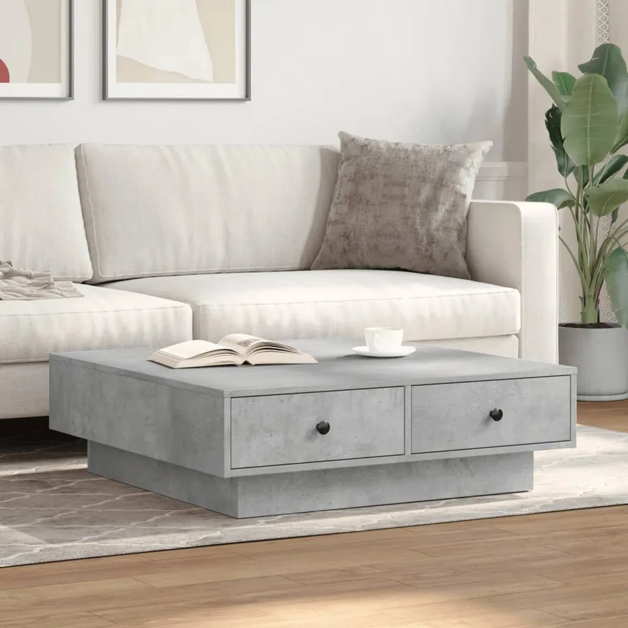 Table basse Gris béton 90x90x28 cm Aggloméré - 3