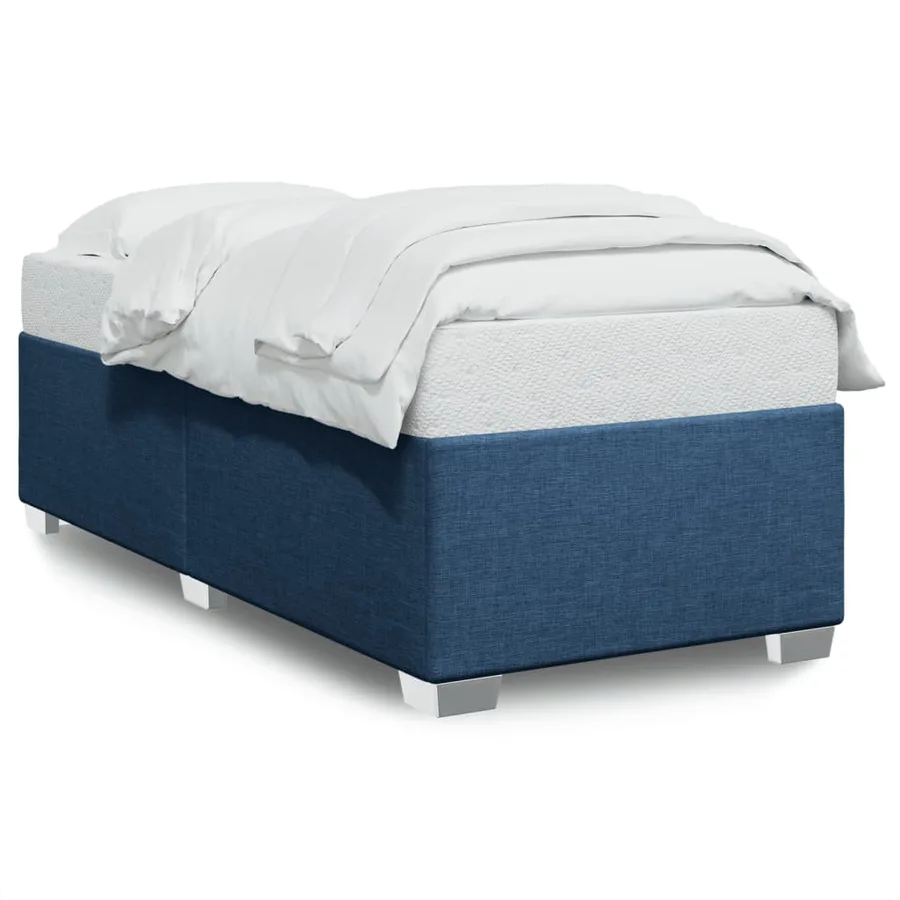 Cadre de lit sans matelas bleu 90x200 cm tissu - 2