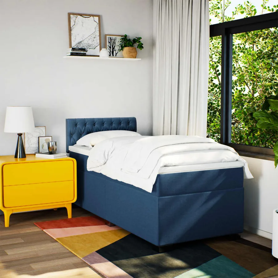 Sommier à lattes de lit avec matelas Bleu 80x200 cm Tissu - 3