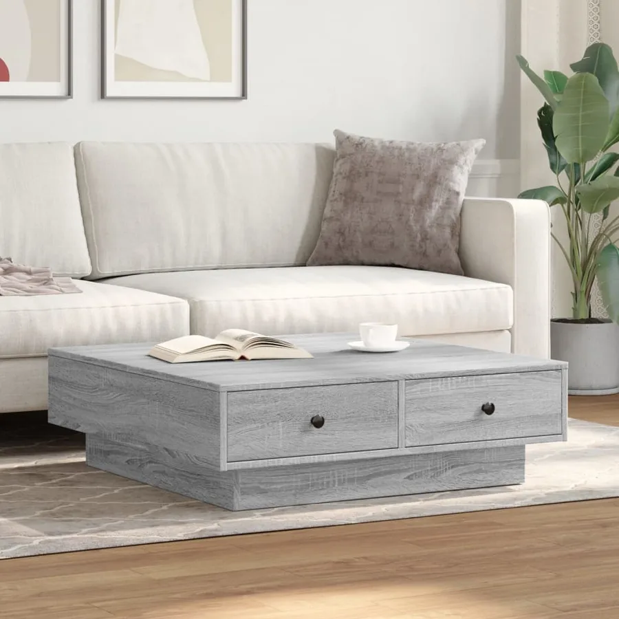 Table basse Sonoma gris 90x90x28 cm Bois d'ingénierie - 3
