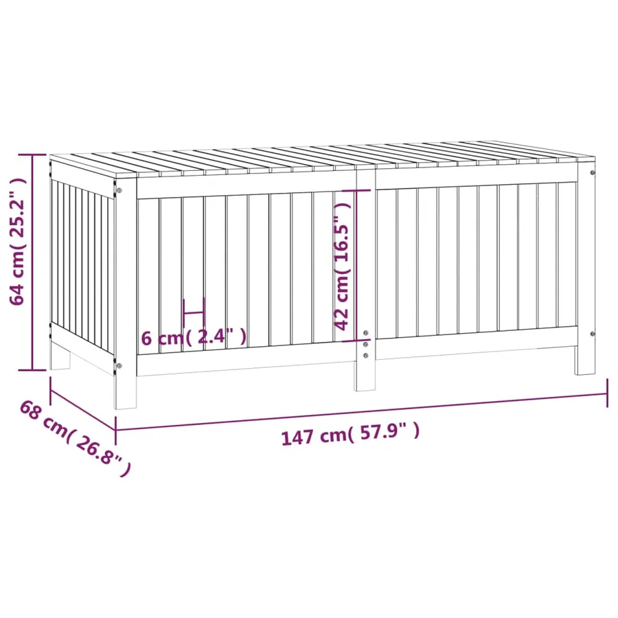 Boîte de rangement de jardin 147x68x64 cm Bois massif de pin - 10
