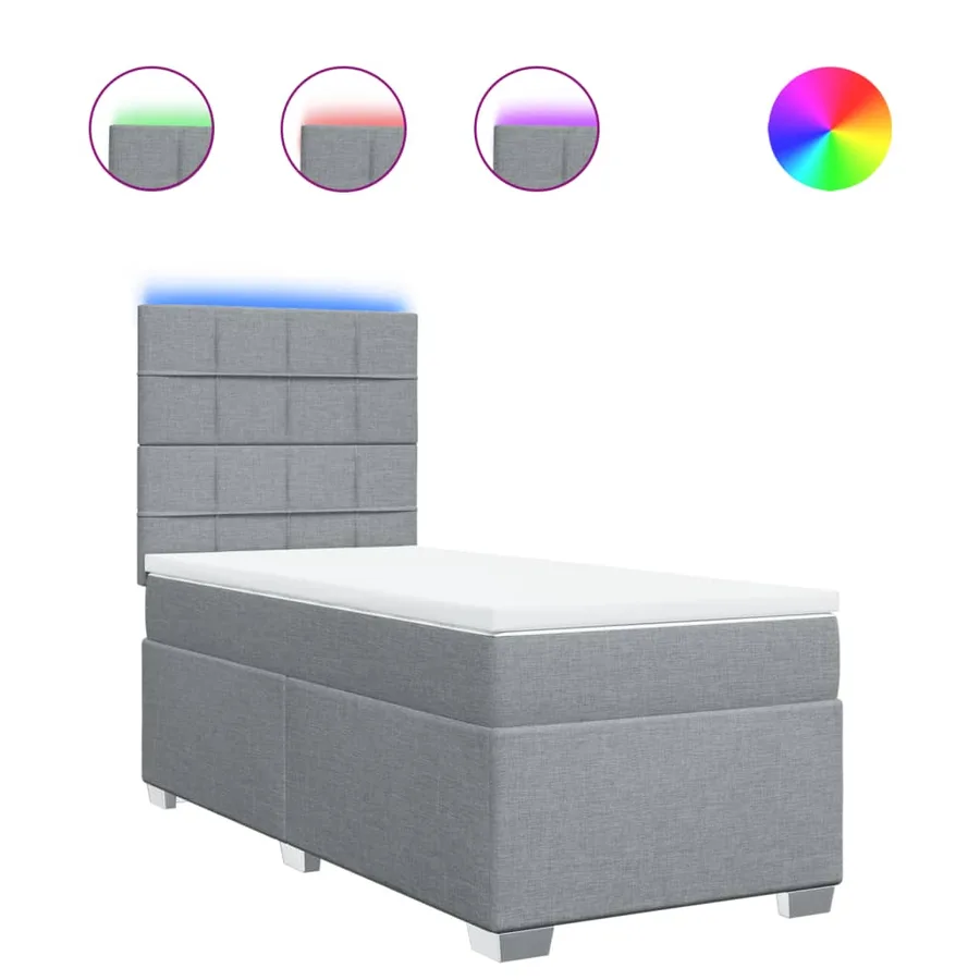 Sommier à lattes de lit avec matelas gris clair 80x200 cm tissu - 2