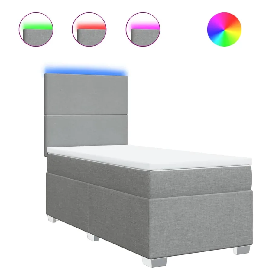 Sommier à lattes de lit avec matelas gris clair 80x200 cm tissu - 2