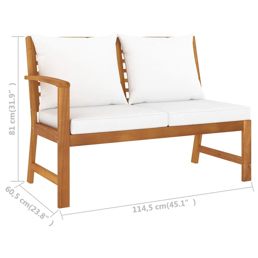 Salon de jardin 9 pcs avec coussin Crème Bois d'acacia solide - 12