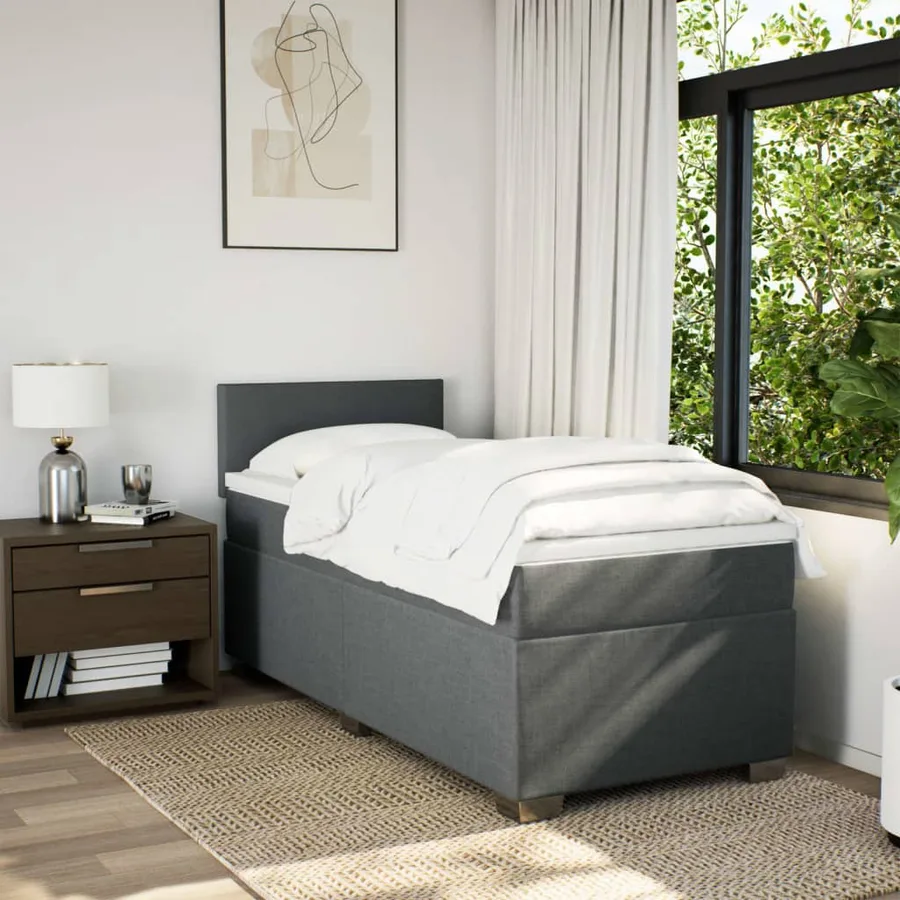 Sommier à lattes de lit avec matelas Gris foncé 80x200 cm Tissu - 3