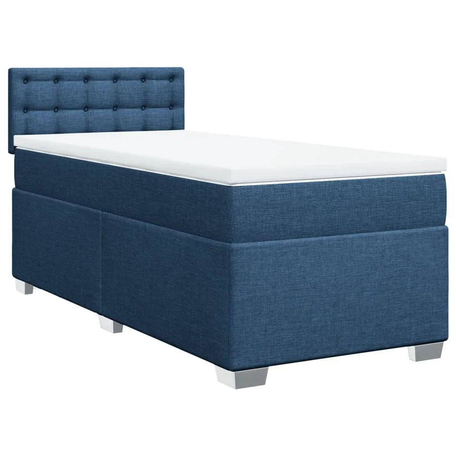 Sommier à lattes de lit avec matelas Bleu 90x190 cm Tissu - 2