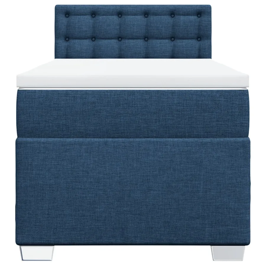 Sommier à lattes de lit avec matelas Bleu 90x190 cm Tissu - 4