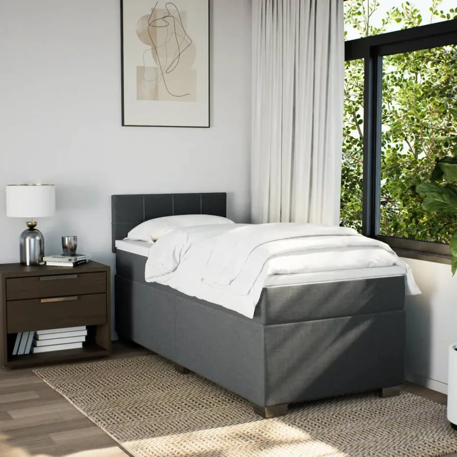Sommier à lattes de lit avec matelas Gris foncé 80x200 cm Tissu - 4