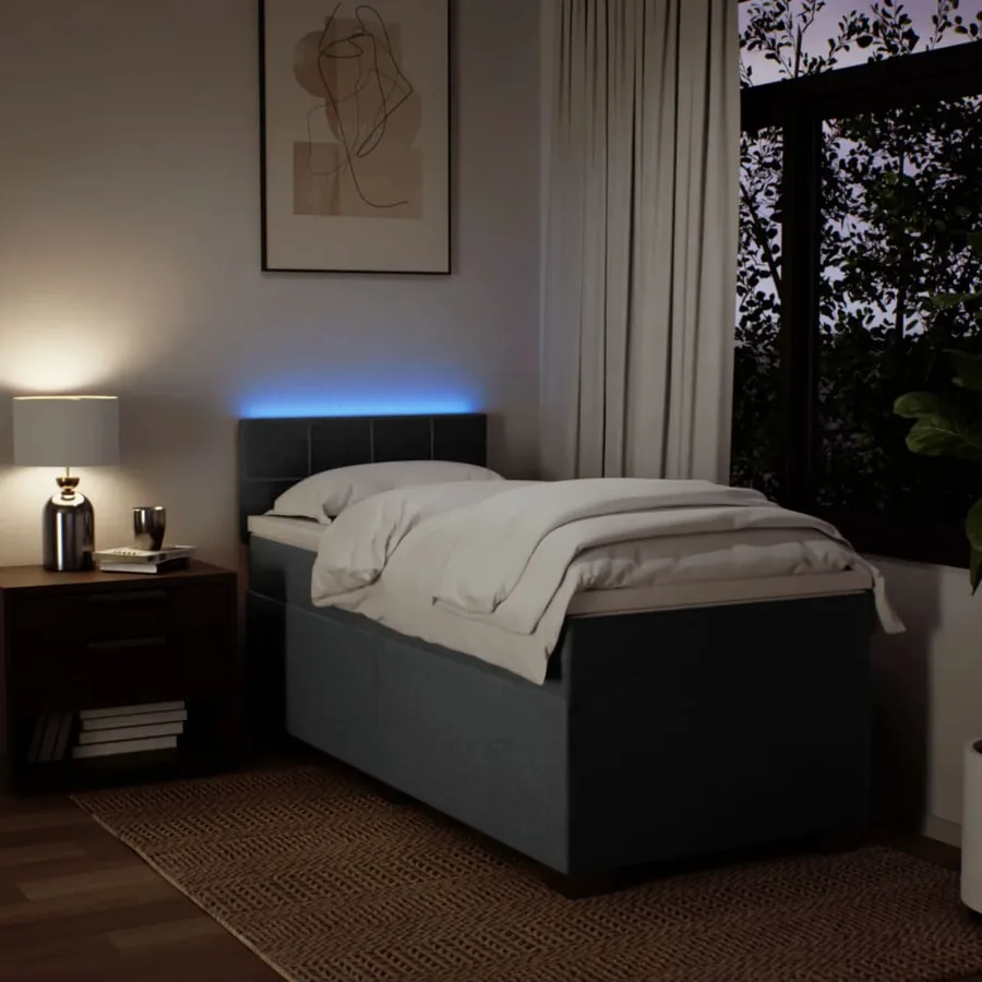 Sommier à lattes de lit avec matelas Gris foncé 80x200 cm Tissu - 5