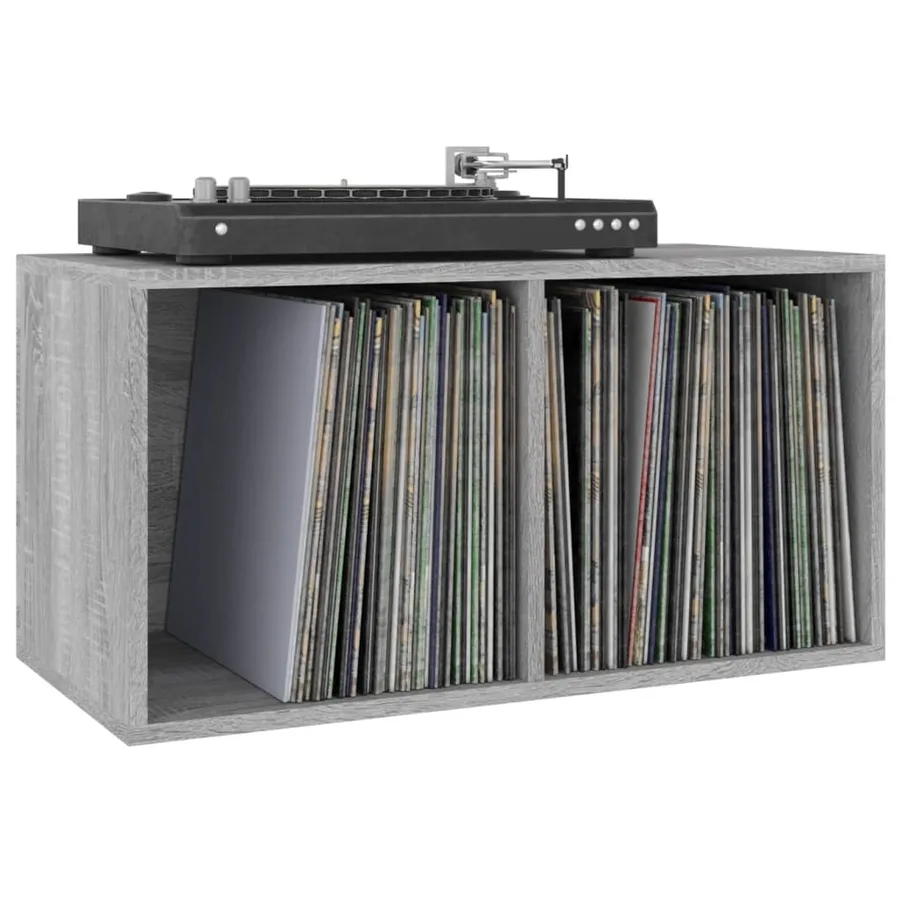 Boîte de rangement à disques vinyle Sonoma gris 71x34x36 cm - 5