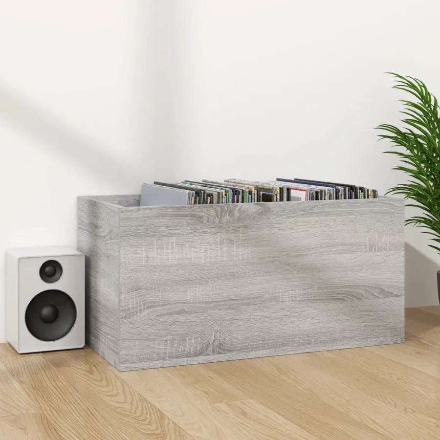 Boîte de rangement à disques vinyle Sonoma gris 71x34x36 cm - 7