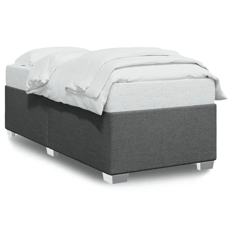 Cadre de lit sans matelas gris foncé 90x190 cm tissu - 2