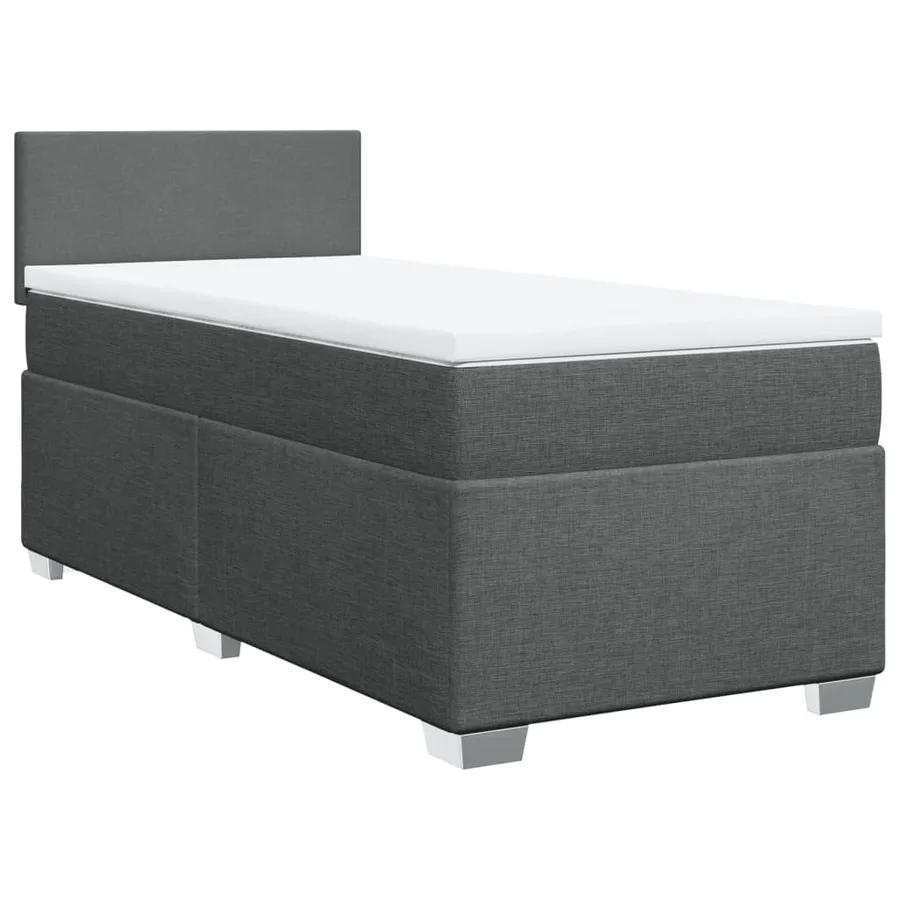 Sommier à lattes de lit et matelas Gris foncé 90x190 cm Tissu - 3
