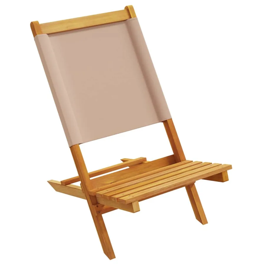Chaises de jardin pliantes lot de 8 taupe tissu et bois massif - 4