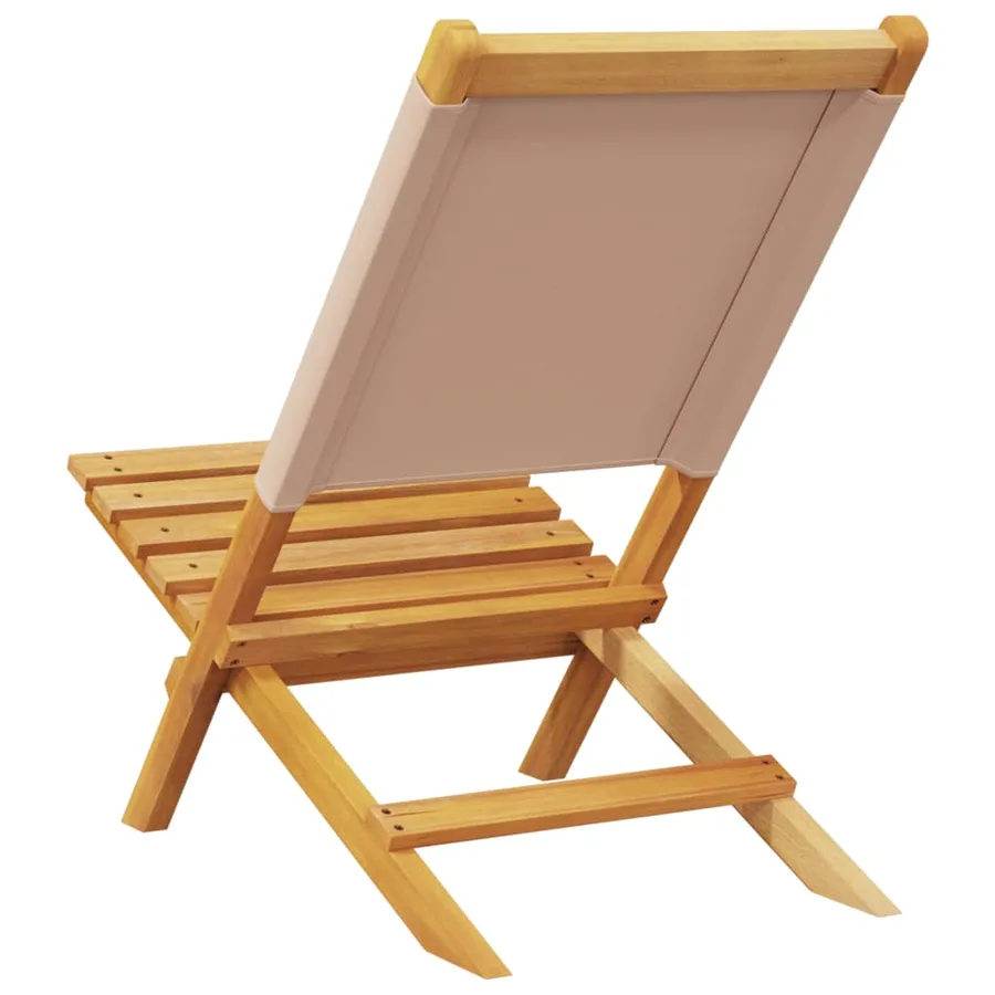 Chaises de jardin pliantes lot de 8 taupe tissu et bois massif - 7