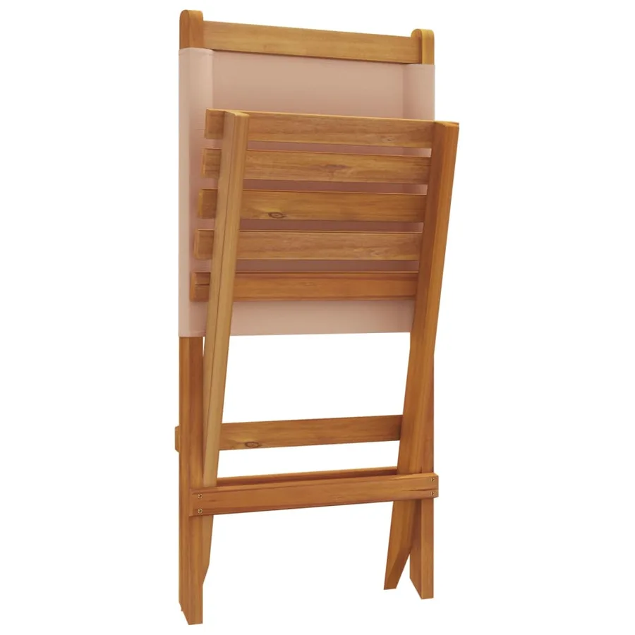 Chaises de jardin pliantes lot de 8 taupe tissu et bois massif - 8