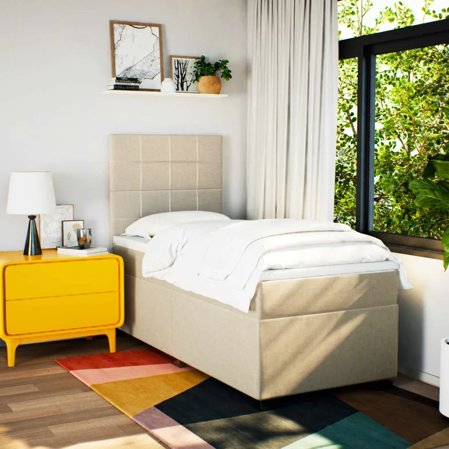 Sommier à lattes de lit avec matelas Crème 80x200 cm Tissu - 3
