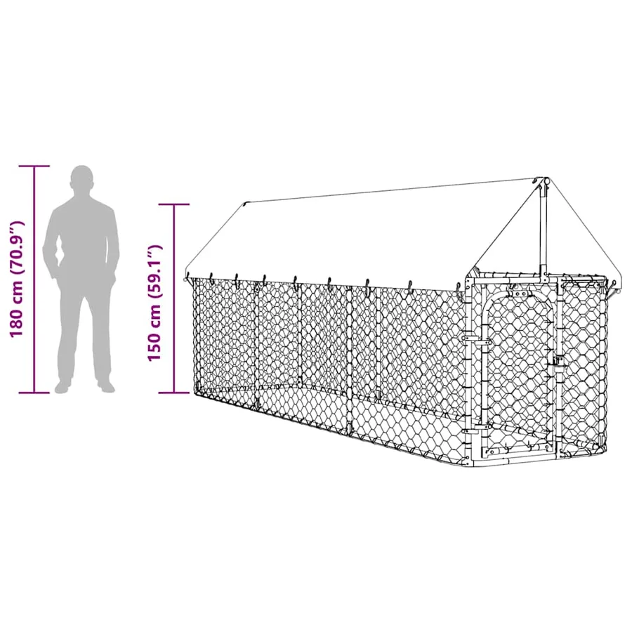 Chenil extérieur avec toit 400x100x150 cm - 14