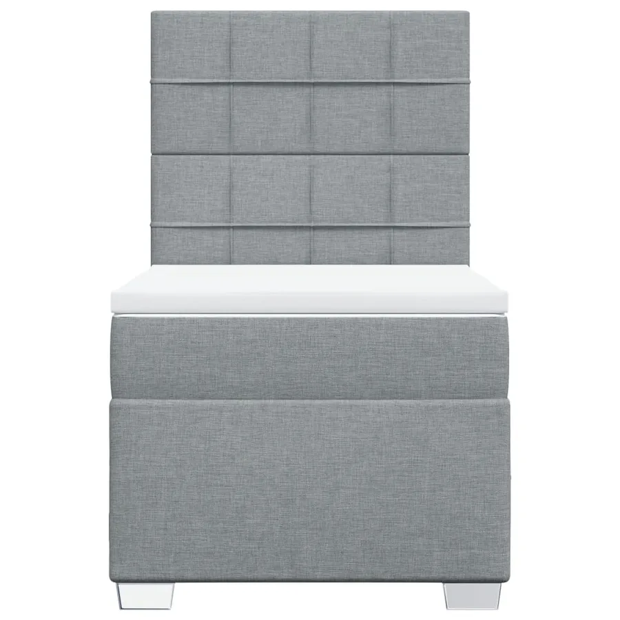 Sommier à lattes de lit et matelas Gris clair 90x190 cm Tissu - 4