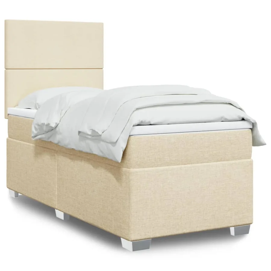 Sommier à lattes de lit et matelas Crème 90x190 cm Tissu