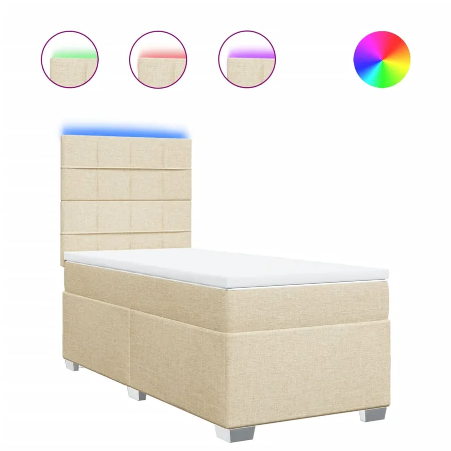 Sommier à lattes de lit et matelas Crème 90x190 cm Tissu - 2