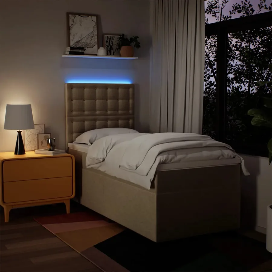 Sommier à lattes de lit avec matelas Crème 80x200 cm Tissu - 5