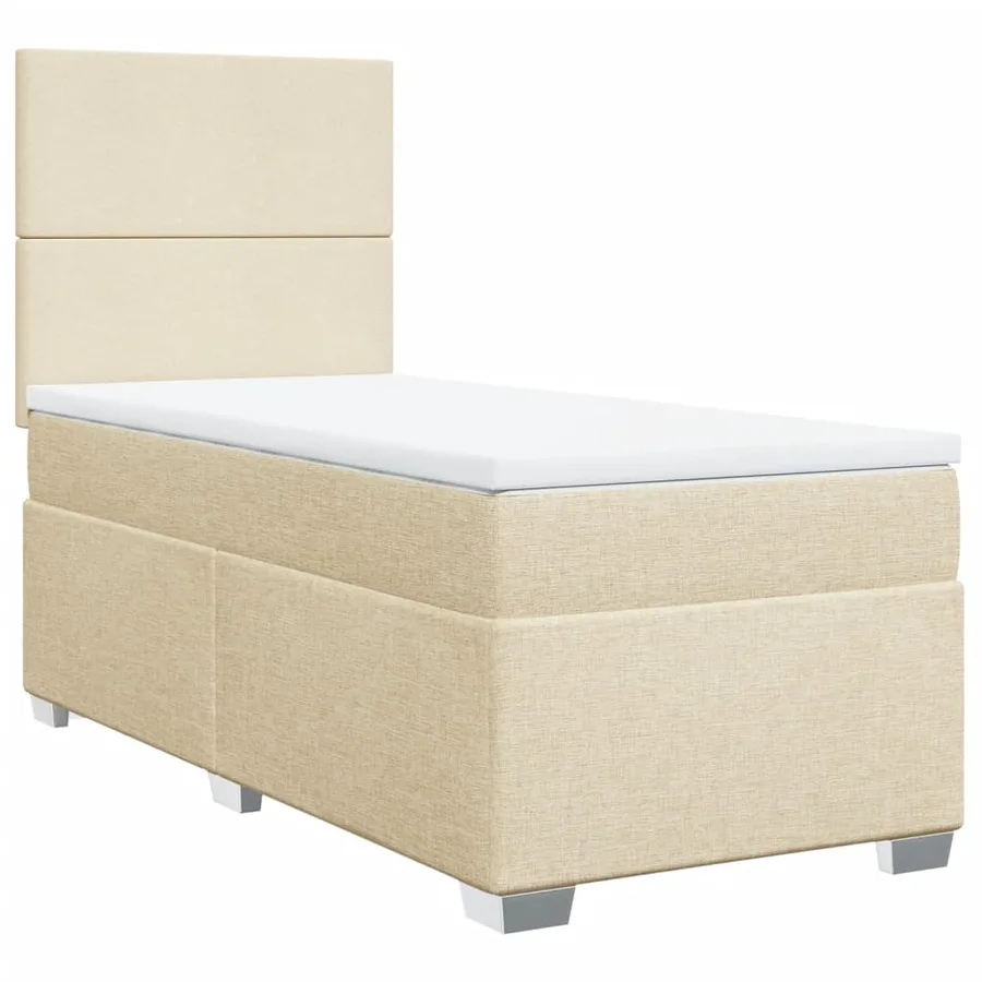 Sommier à lattes de lit et matelas Crème 90x190 cm Tissu - 3