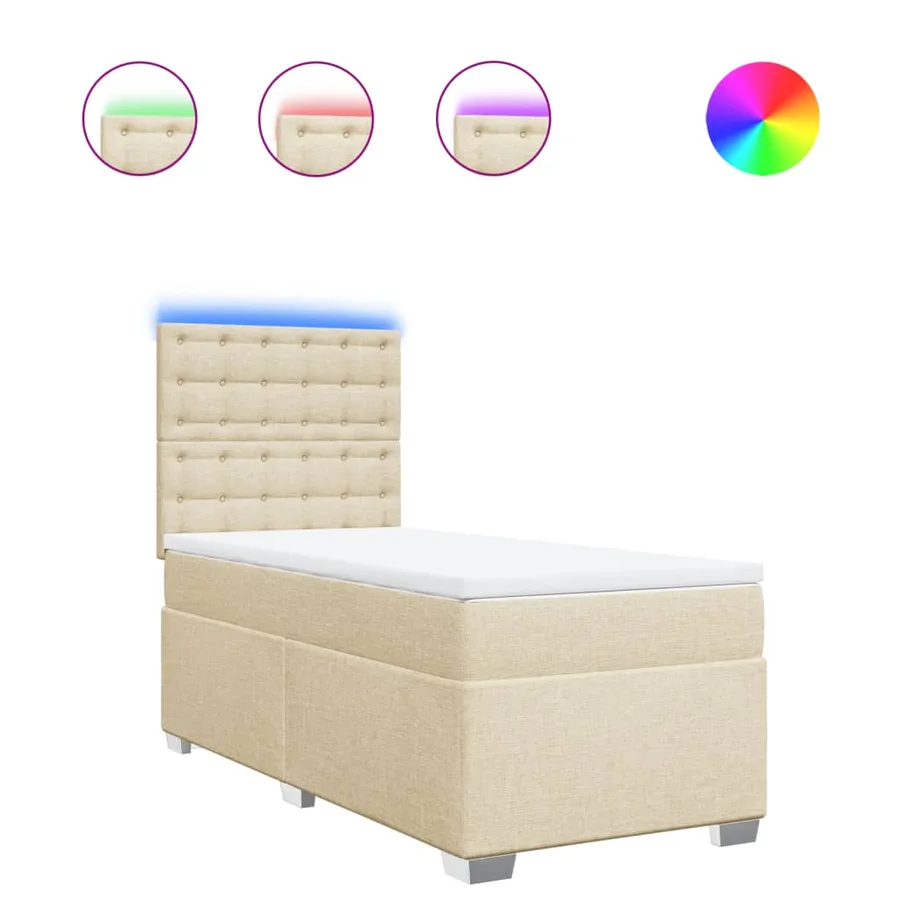 Sommier à lattes de lit et matelas Crème 90x190 cm Tissu - 2