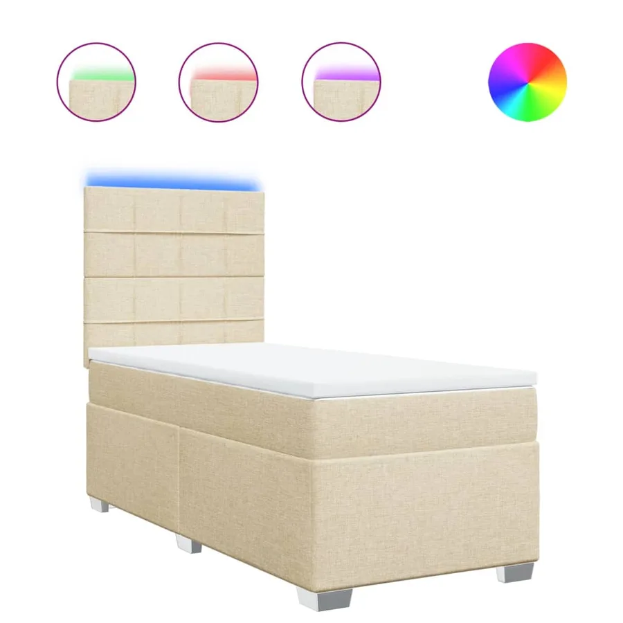 Sommier à lattes de lit avec matelas Crème 80x200 cm Tissu - 2