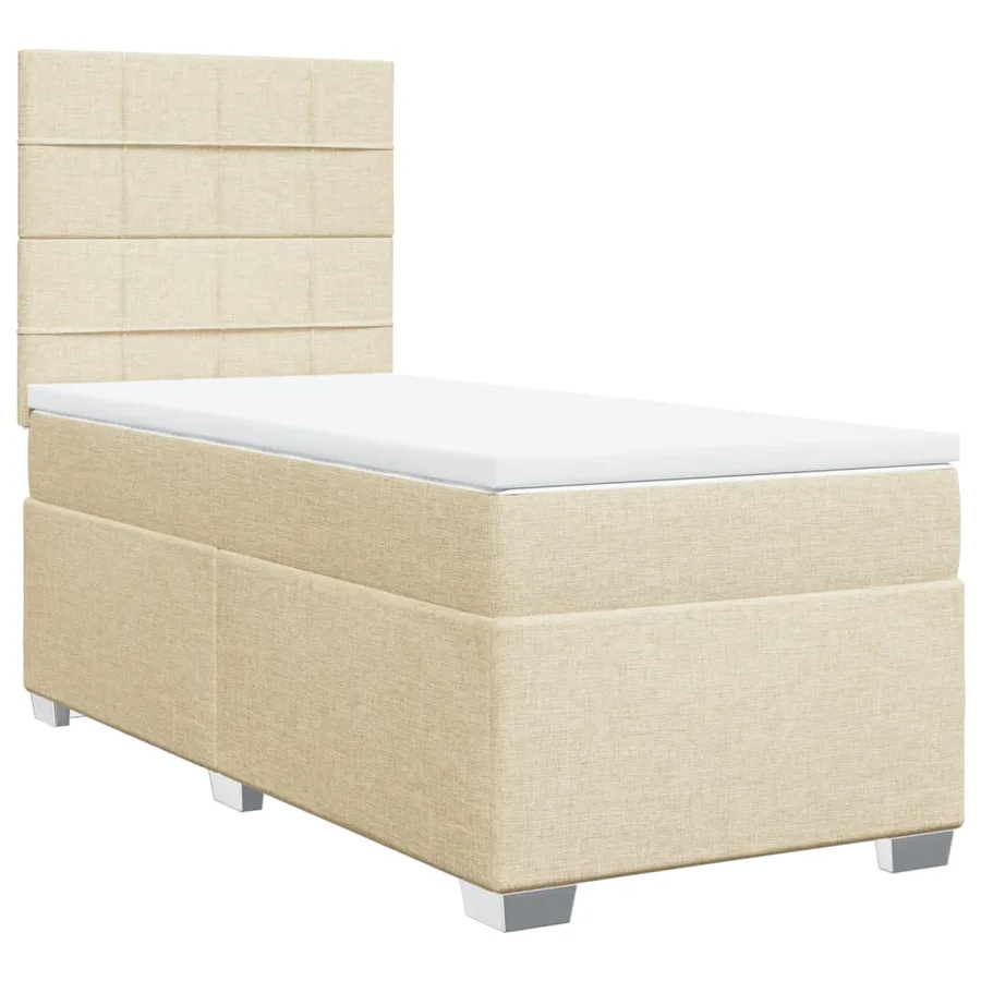Sommier à lattes de lit avec matelas Crème 80x200 cm Tissu - 3