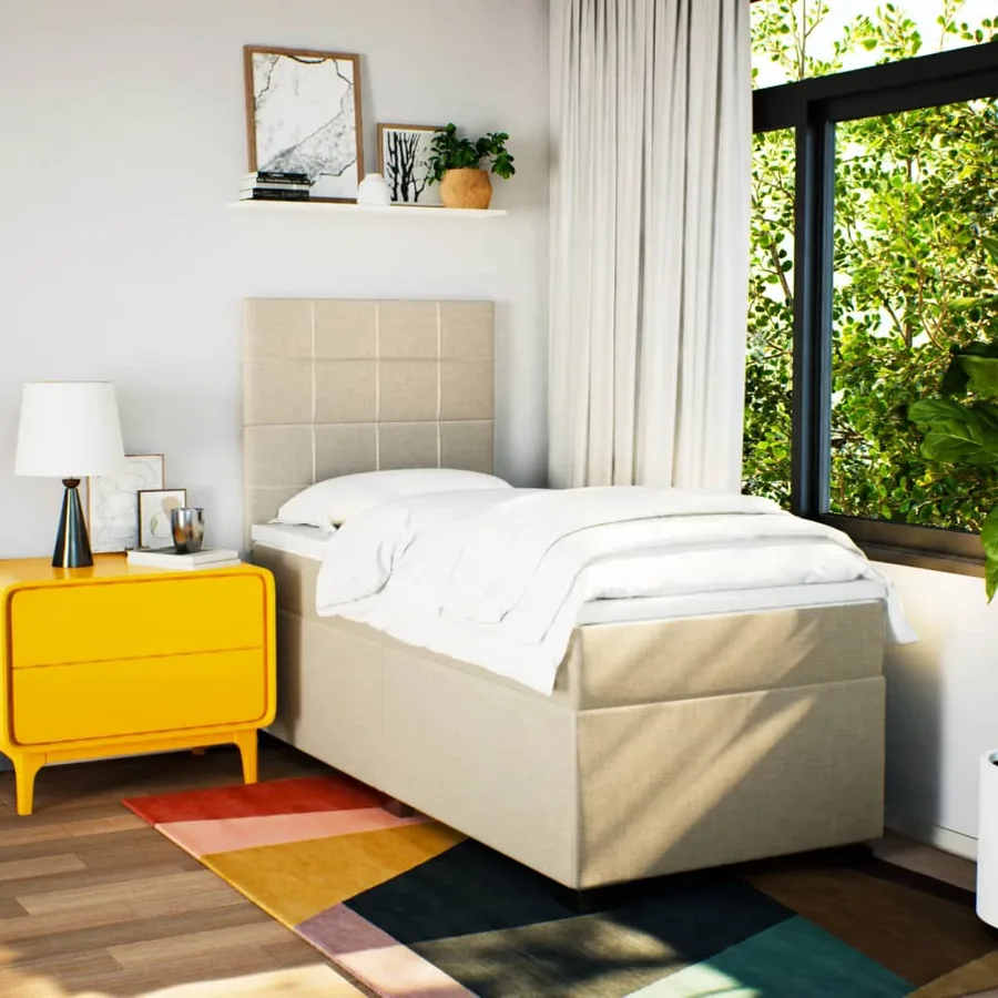 Sommier à lattes de lit avec matelas Crème 80x200 cm Tissu - 4
