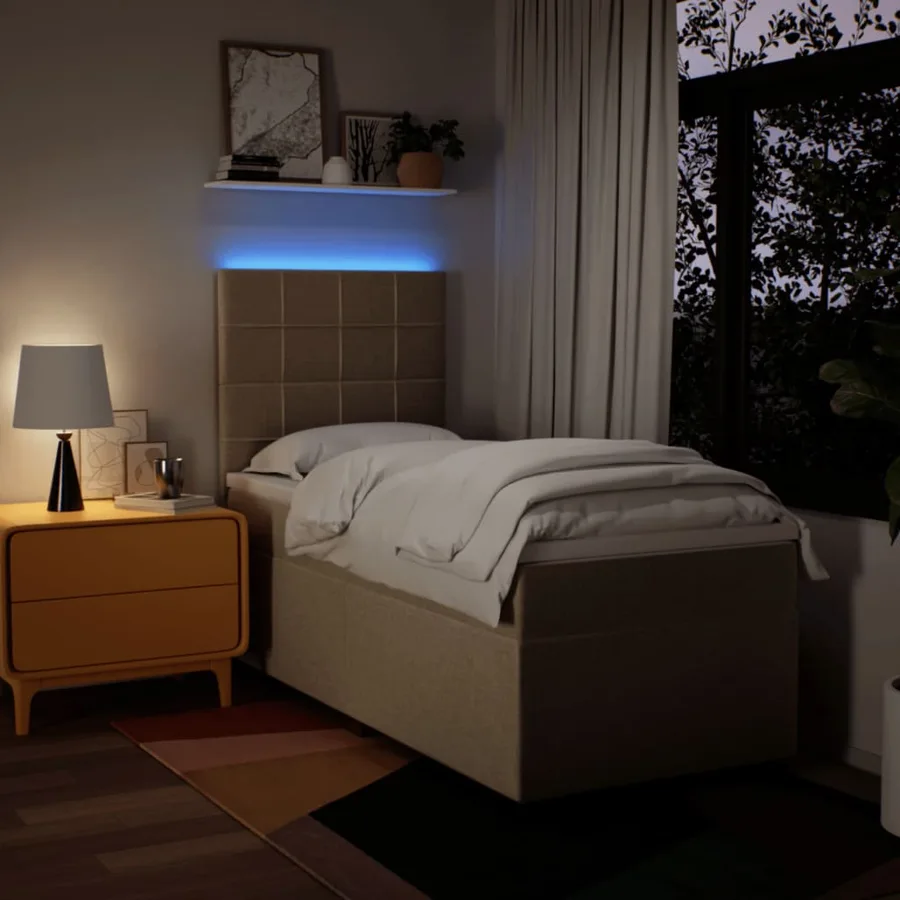 Sommier à lattes de lit avec matelas Crème 80x200 cm Tissu - 5