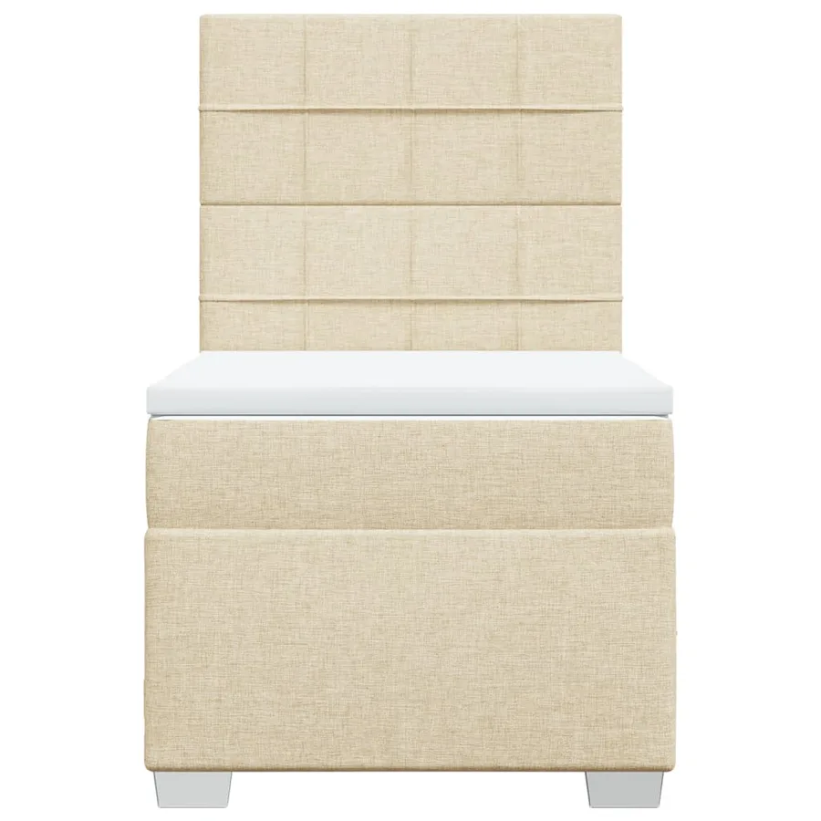 Sommier à lattes de lit et matelas Crème 90x190 cm Tissu - 4