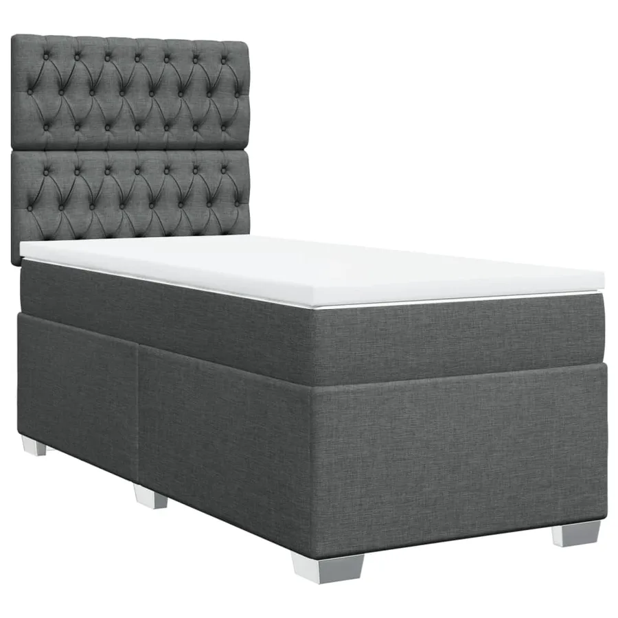 Sommier à lattes de lit avec matelas Gris foncé 100x200cm Tissu - 2