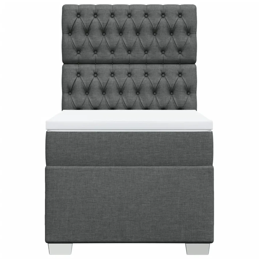 Sommier à lattes de lit avec matelas Gris foncé 100x200cm Tissu - 4