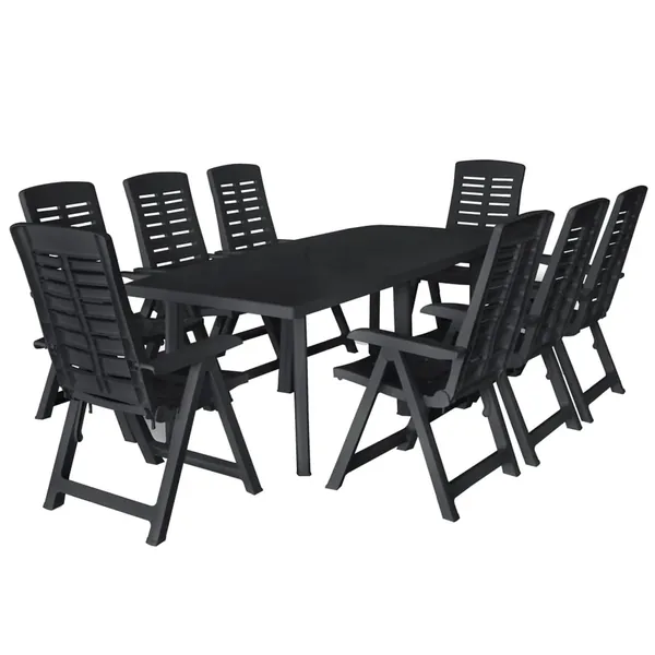 9 pcs outdoor dining set Plastic Anthracite
